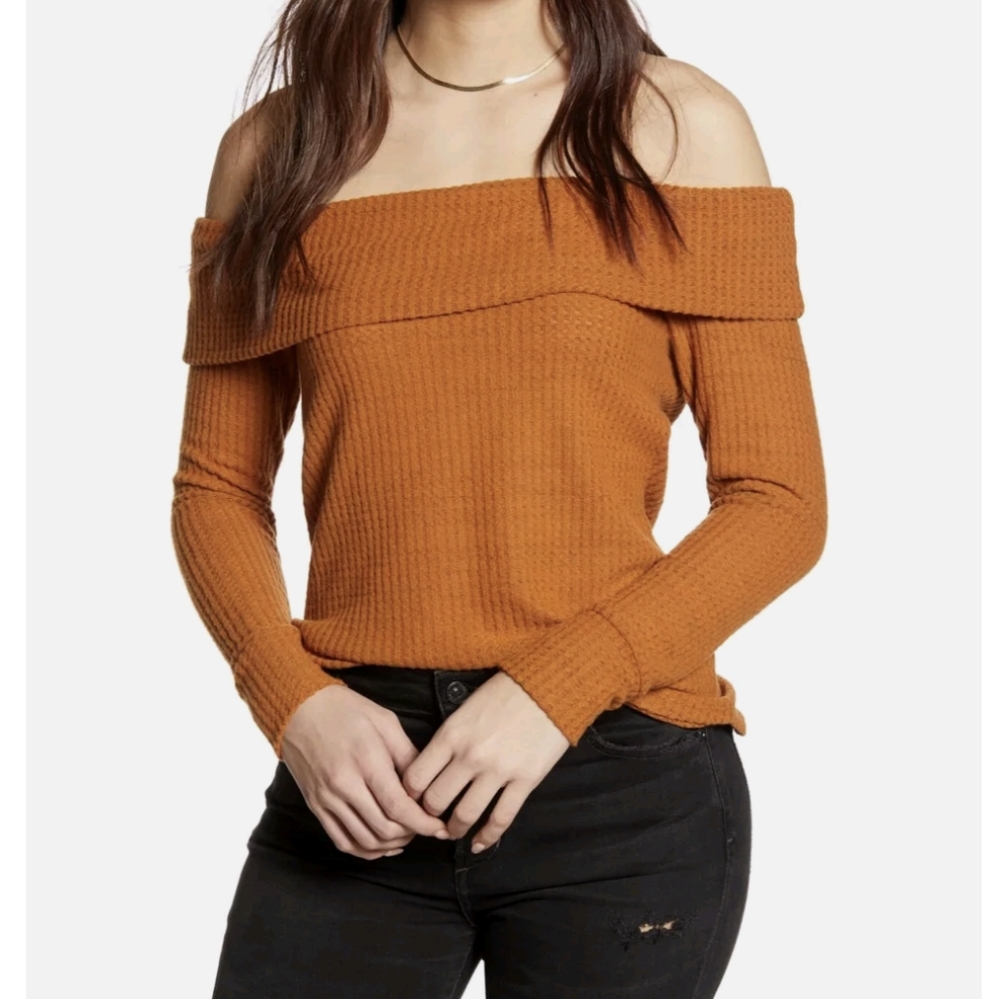 NWT BP (Nordstrom) Off the Shoulder Knit Auburn Orange